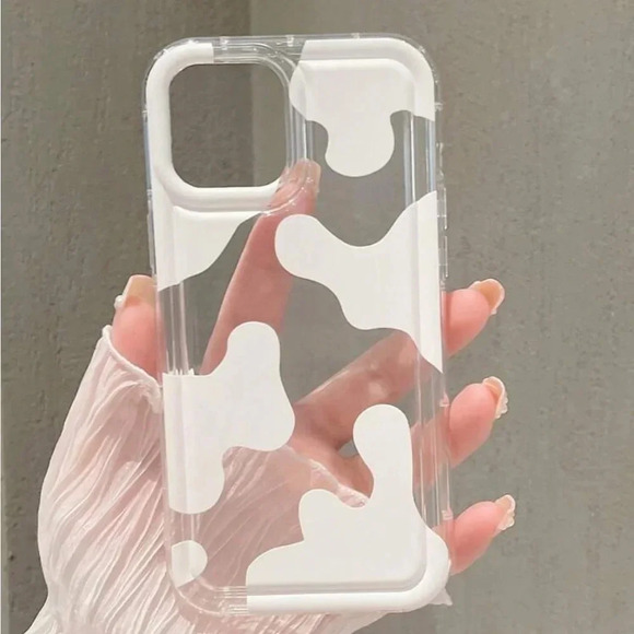 ⚠️Clearance iPhone 15/Pro/Pro Max White Cow Print Phone Case - Picture 5 of 5